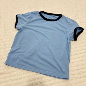 American Apparel Sky Blue Crop Top with Dark Blue Accents